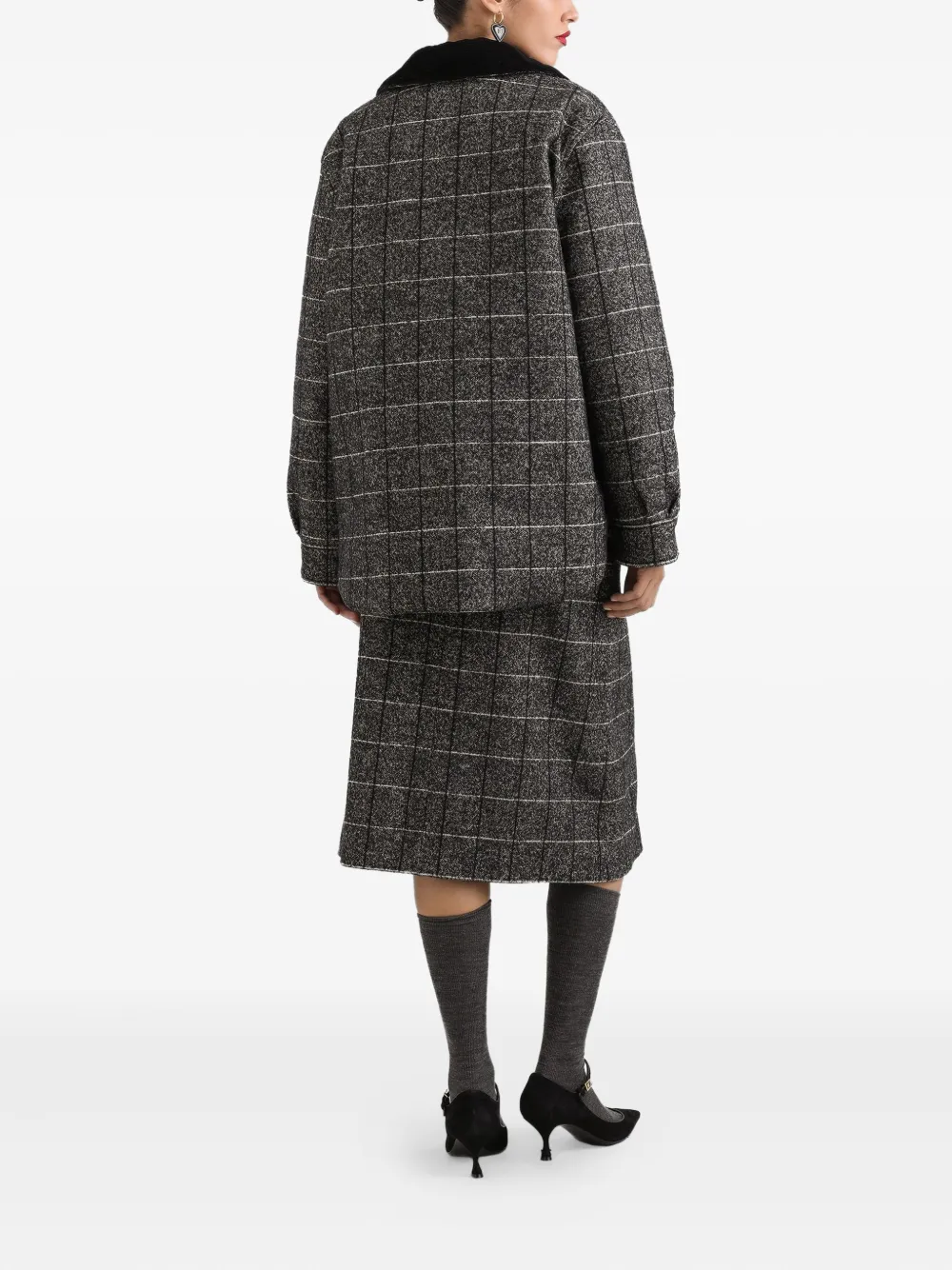 Dolce & Gabbana Geruit jack met ribfluwelen kraag Zwart