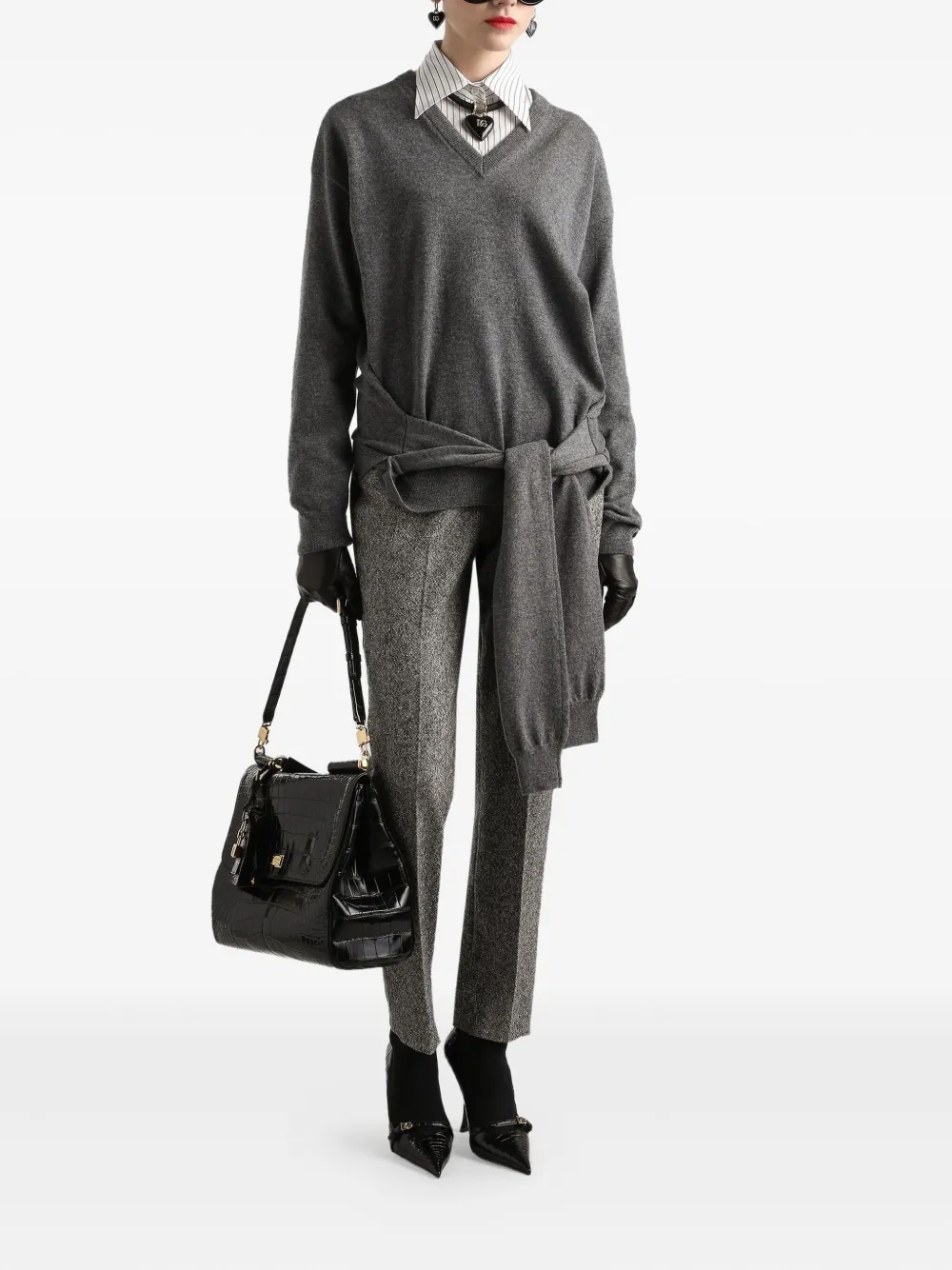 Dolce & Gabbana Gemêleerde tweed broek Zwart