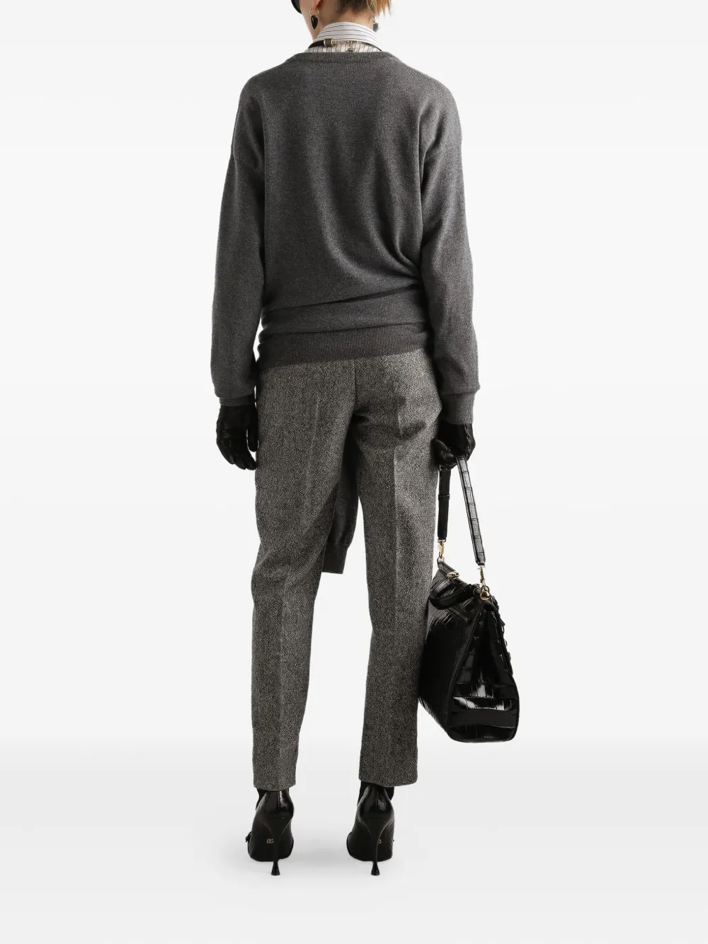 Dolce & Gabbana Gemêleerde tweed broek Zwart