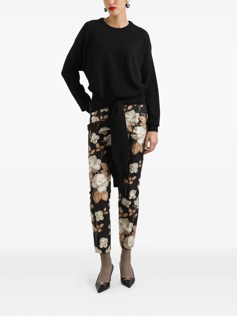 Dolce & Gabbana rose-print brocade trousers | Cropped Pants | Image 2