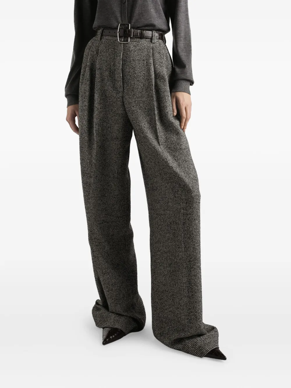 Dolce & Gabbana Plooibroek met pied-de-poule print Zwart