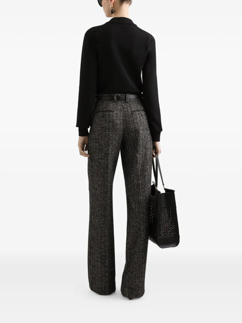 Dolce & Gabbana Gestreepte tweed broek Zwart