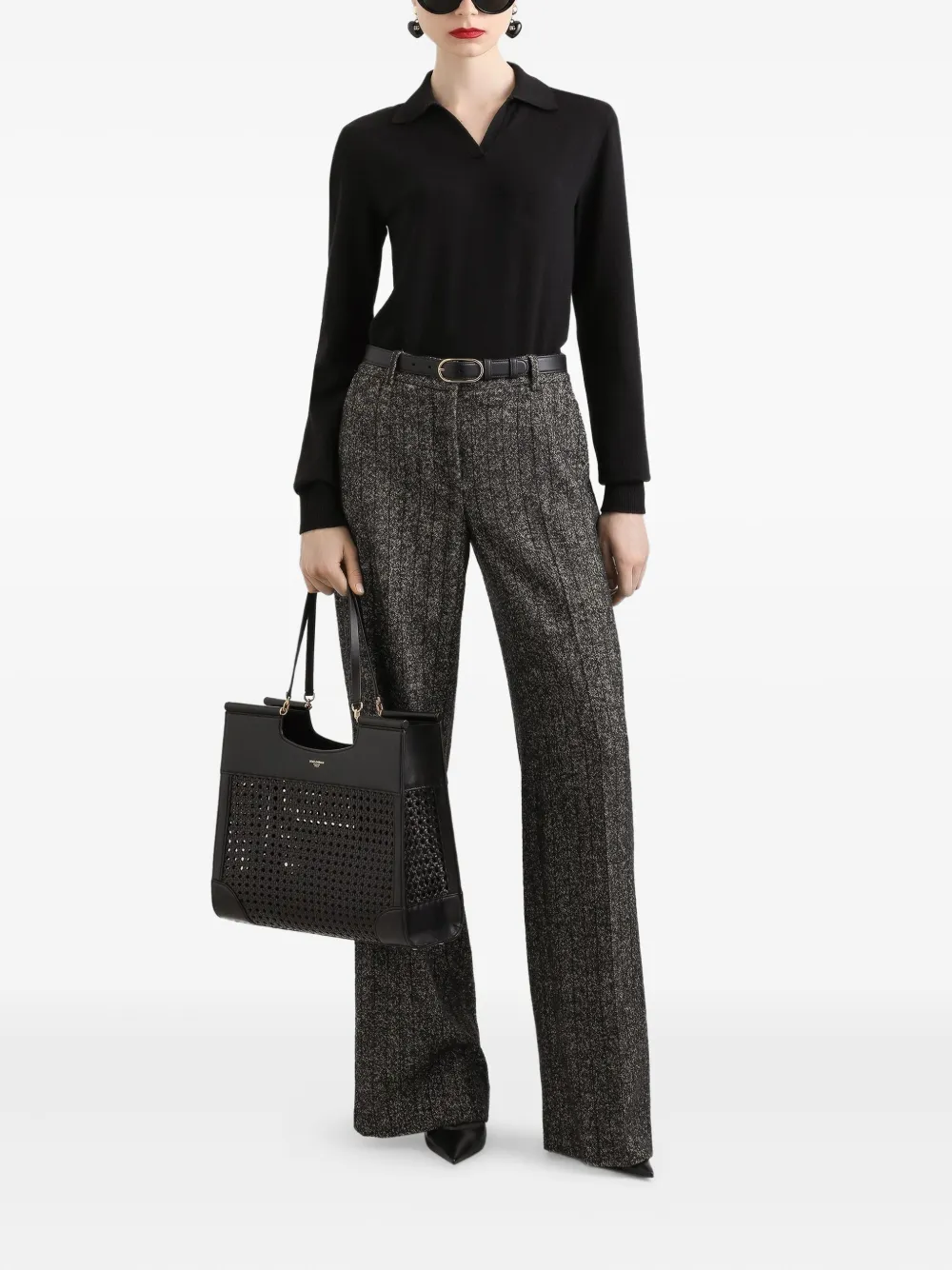 Dolce & Gabbana Gestreepte tweed broek Zwart