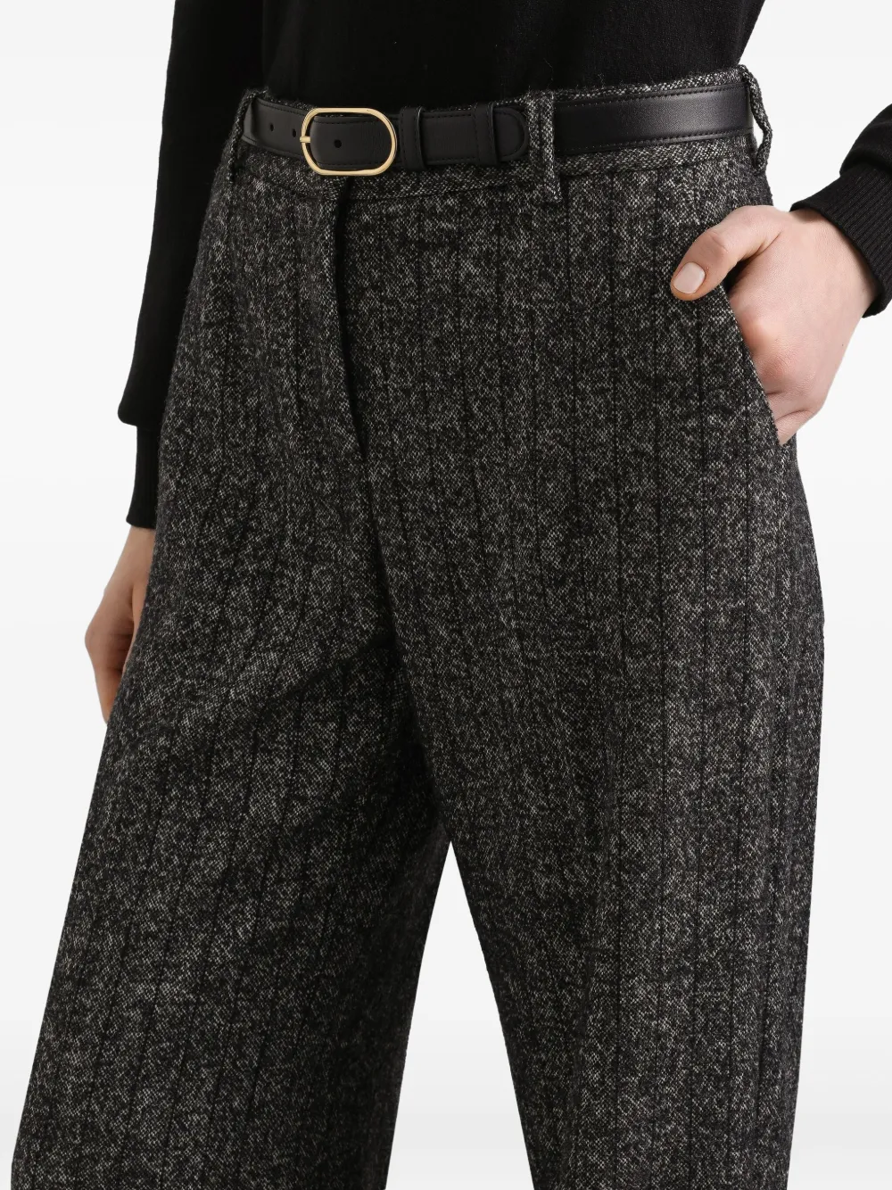 Dolce & Gabbana Gestreepte tweed broek Zwart