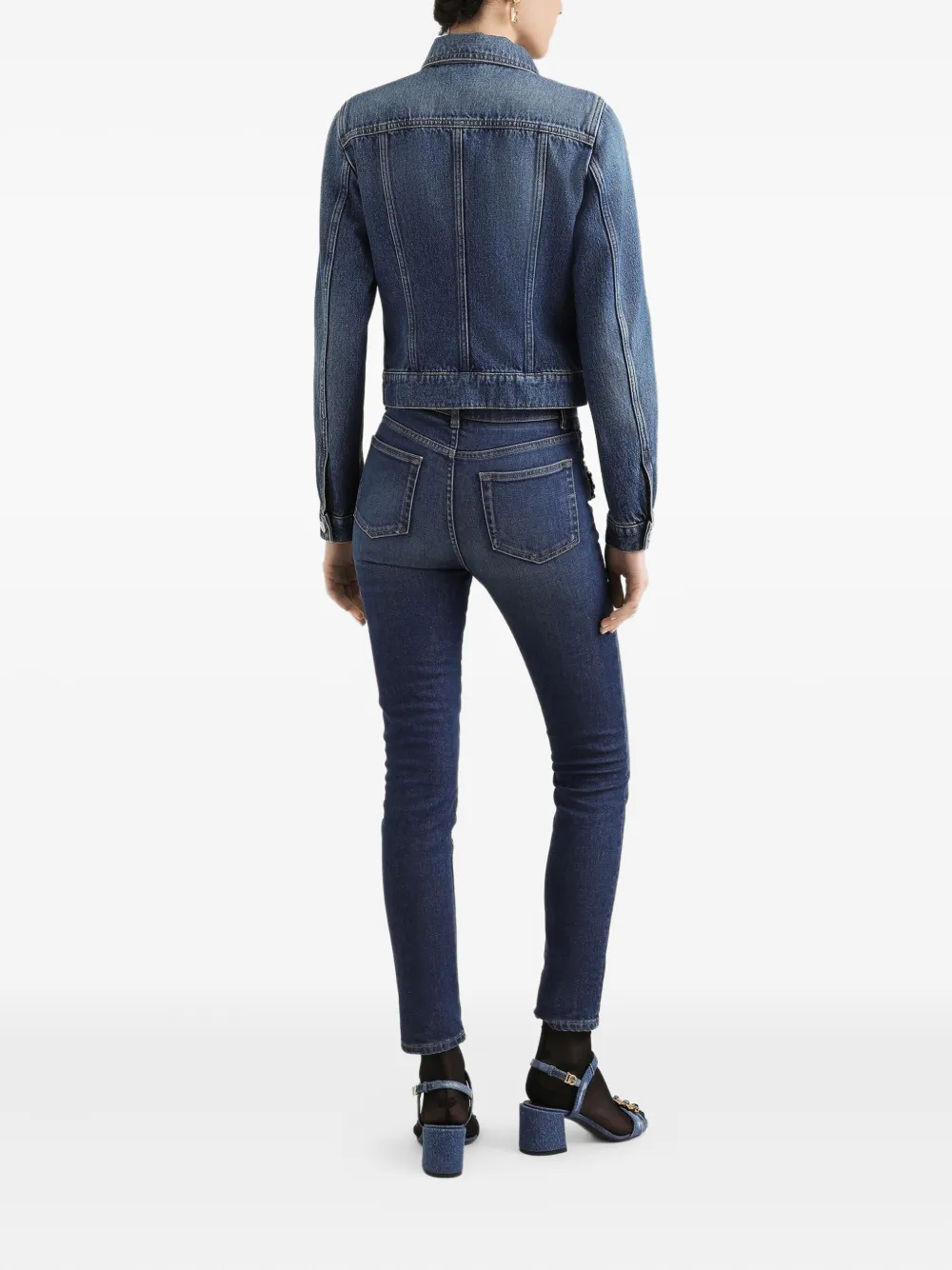 Dolce & Gabbana High waist jeans met sieraden Blauw