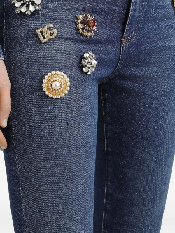 Dolce & Gabbana Bejeweled high-rise Jeans | Blue | FARFETCH CA