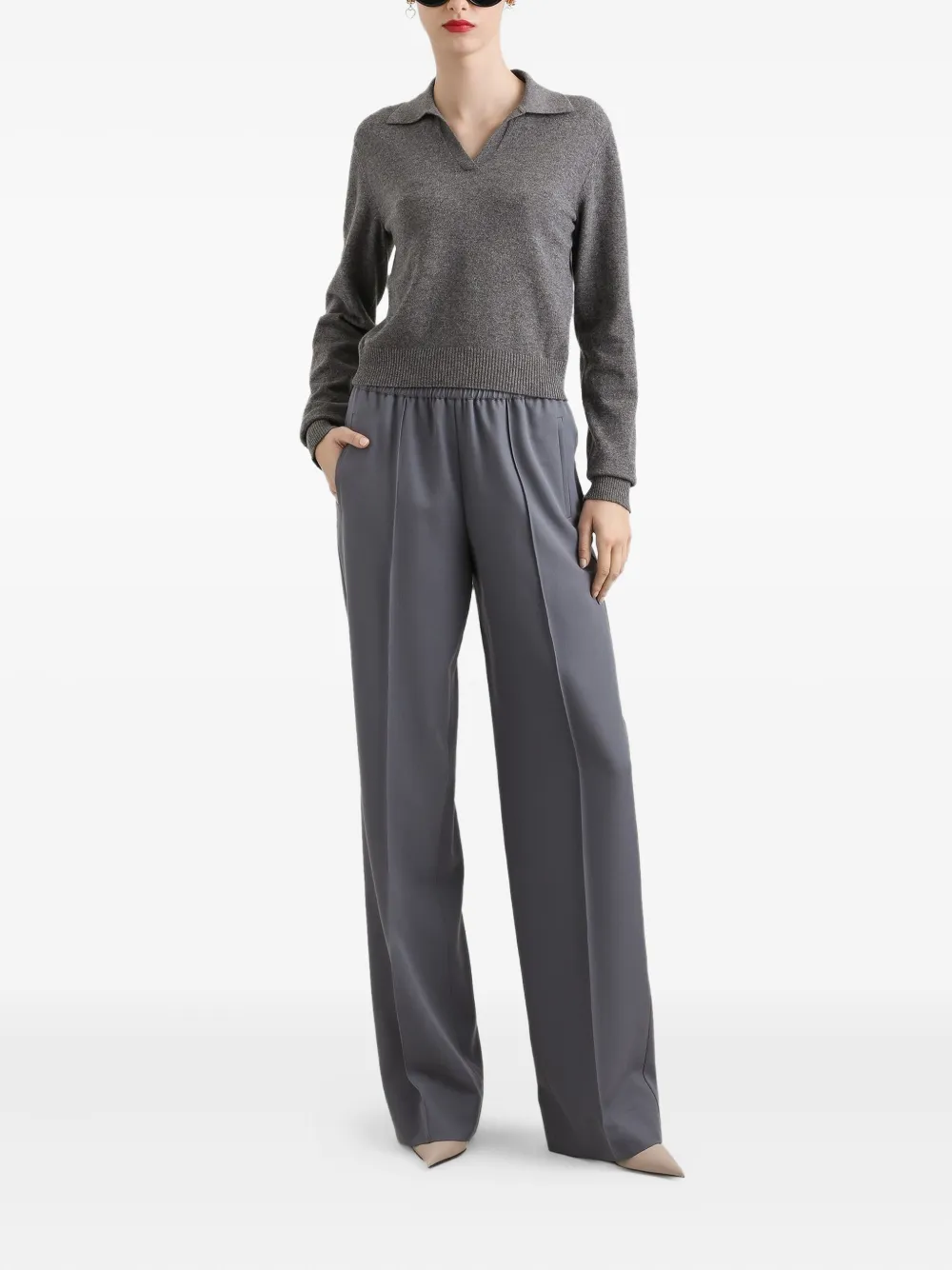 Dolce & Gabbana Broek met elastische taille en verhoogde zoom Grijs