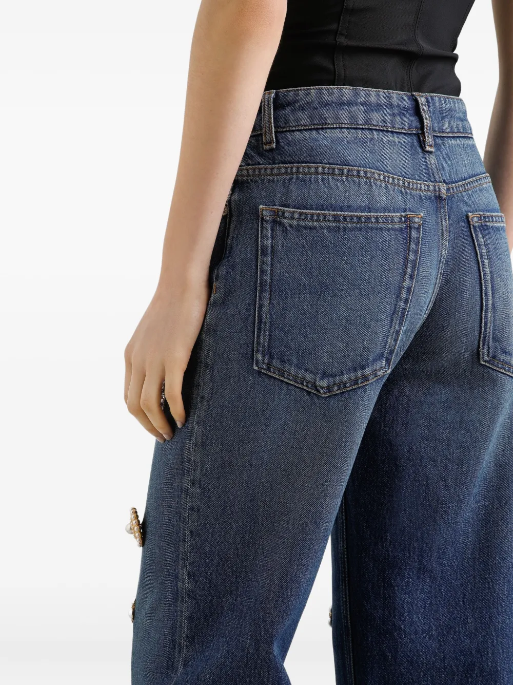 Dolce & Gabbana Straight jeans met borduurwerk Blauw