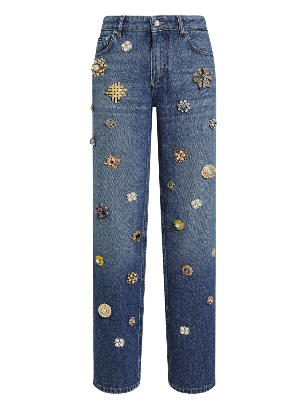 Dolce & Gabbana Straight jeans met borduurwerk Blauw