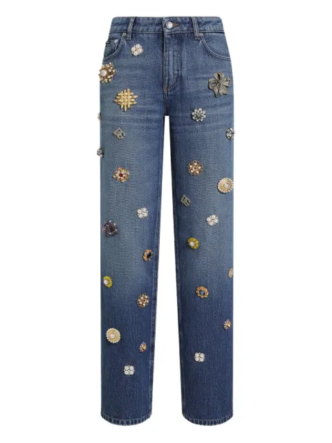 Dolce & Gabbana embroidered embellished straight jeans