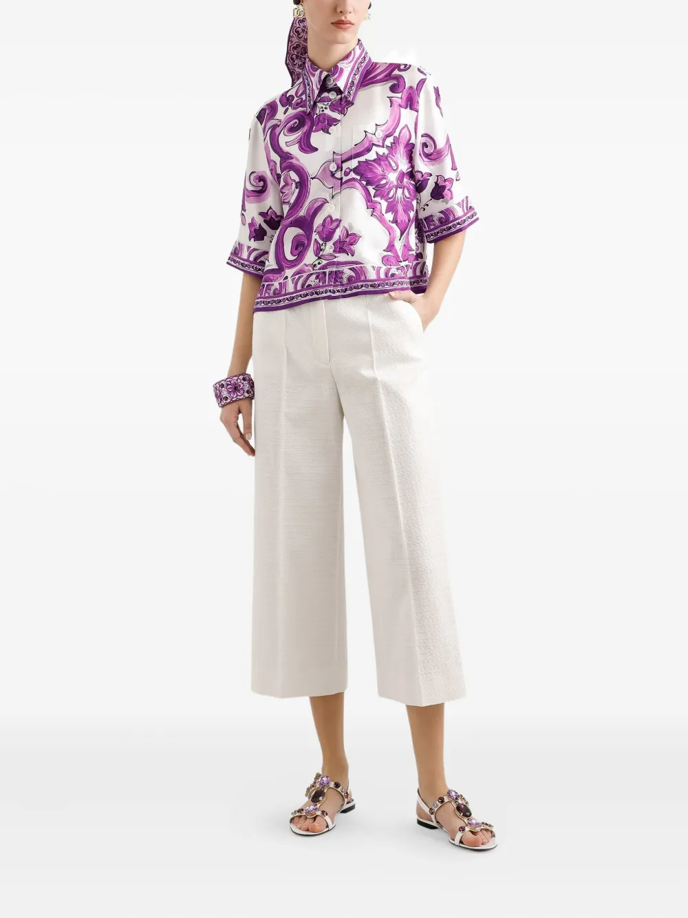 Dolce & Gabbana cotton-linen blend trousers | Cropped Pants | Image 2
