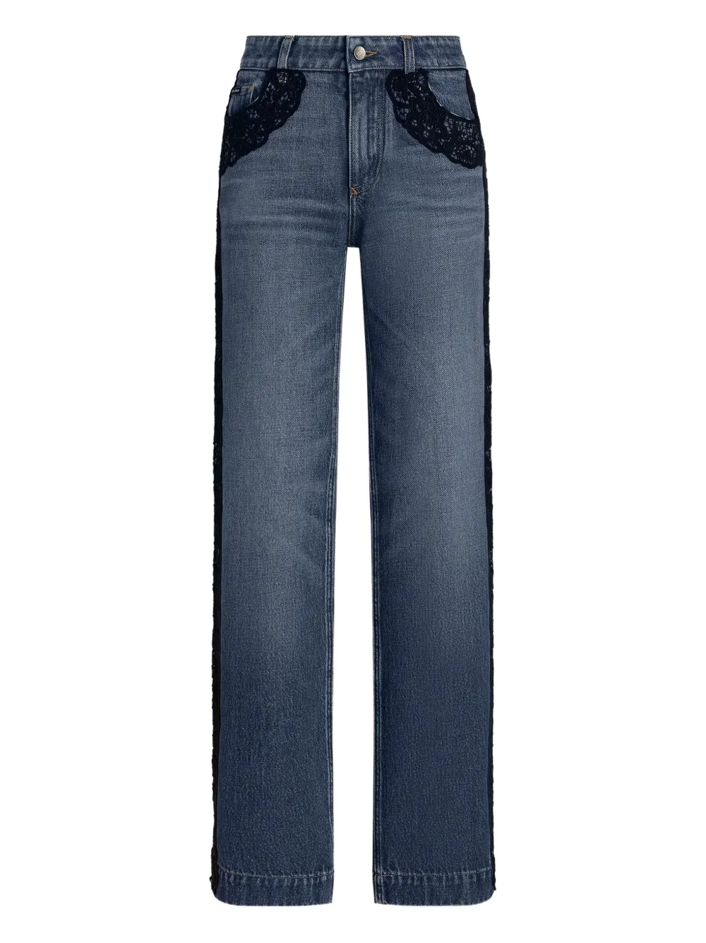 Dolce & Gabbana Jeans met geborduurd kant Blauw