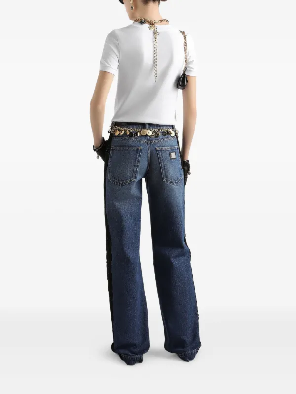 パンツ D&G Dolce&Gabbana embroidery denim swag Dolce & Gabbana lace-embroidered Jeans | Blue | FARFETCH CA