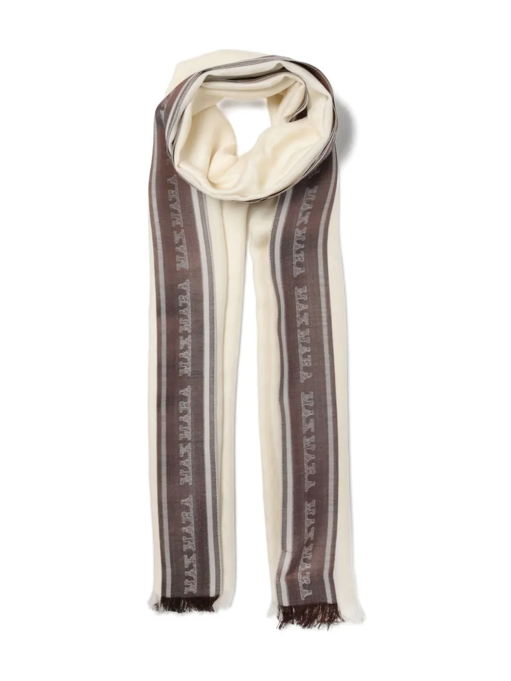 Max Mara Sjaal met logo-jacquard Beige
