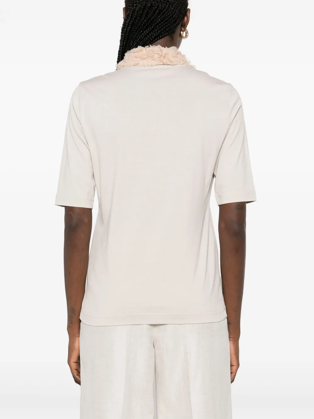 Fabiana Filippi T-shirt met ruchekraag Beige