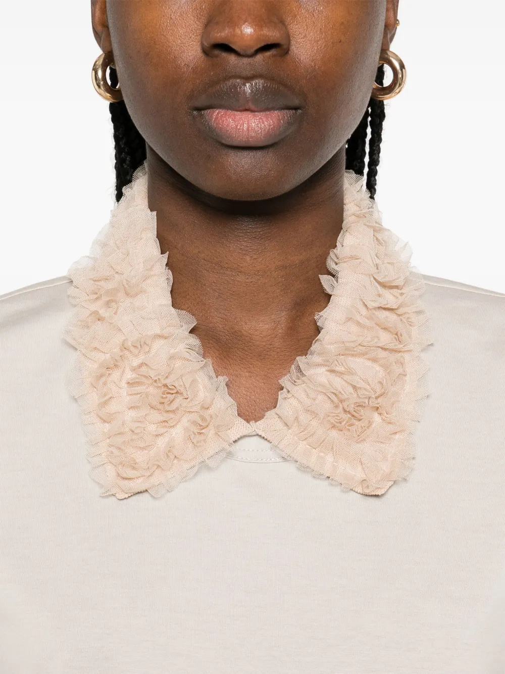 Fabiana Filippi T-shirt met ruchekraag Beige
