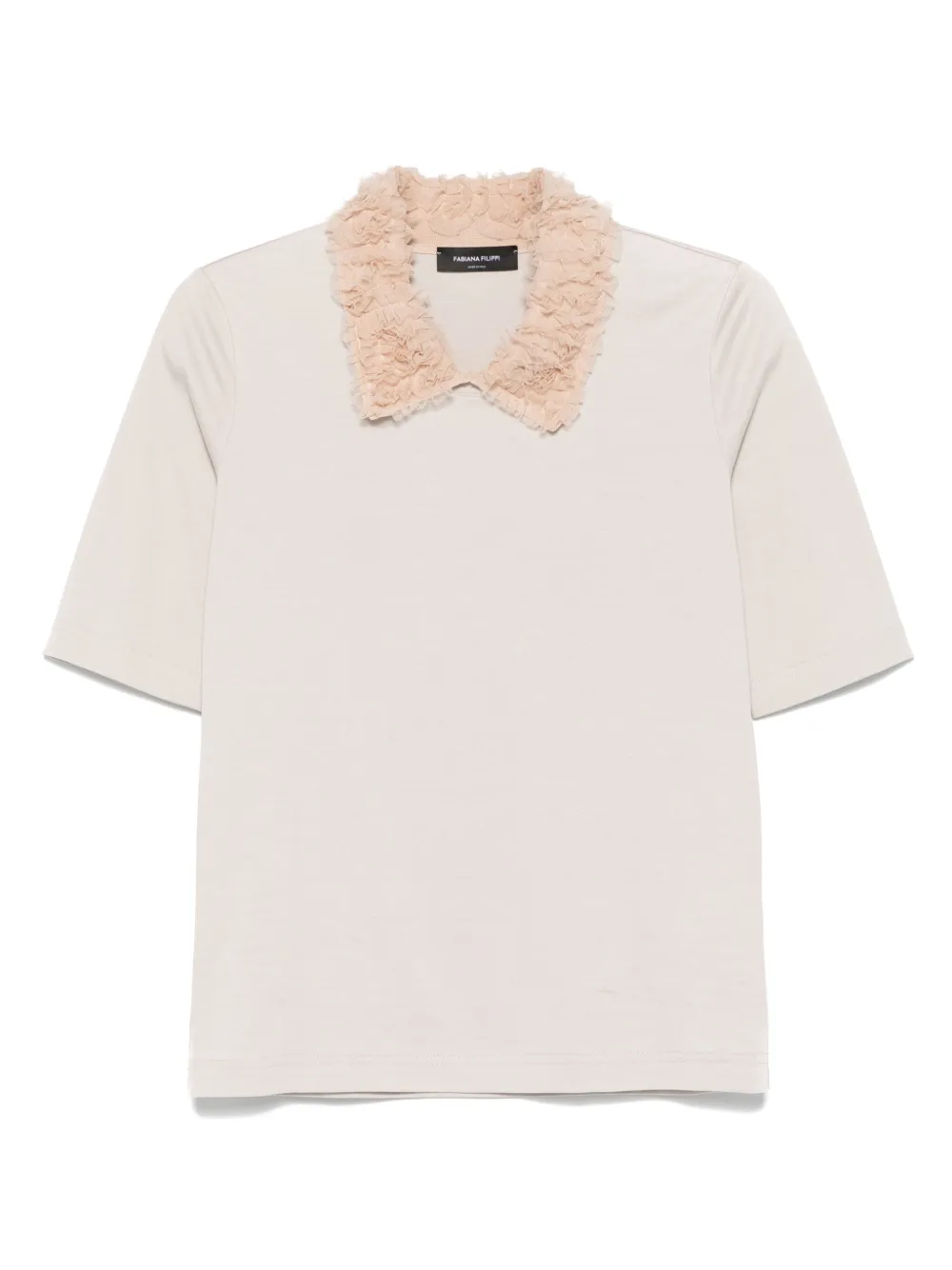 Fabiana Filippi T-shirt met ruchekraag Beige
