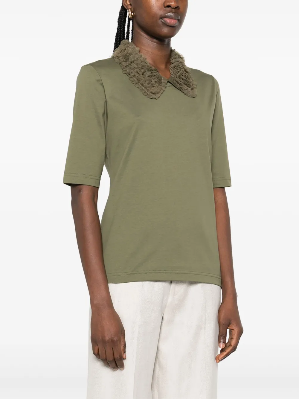 Fabiana Filippi T-shirt met ruchekraag Groen