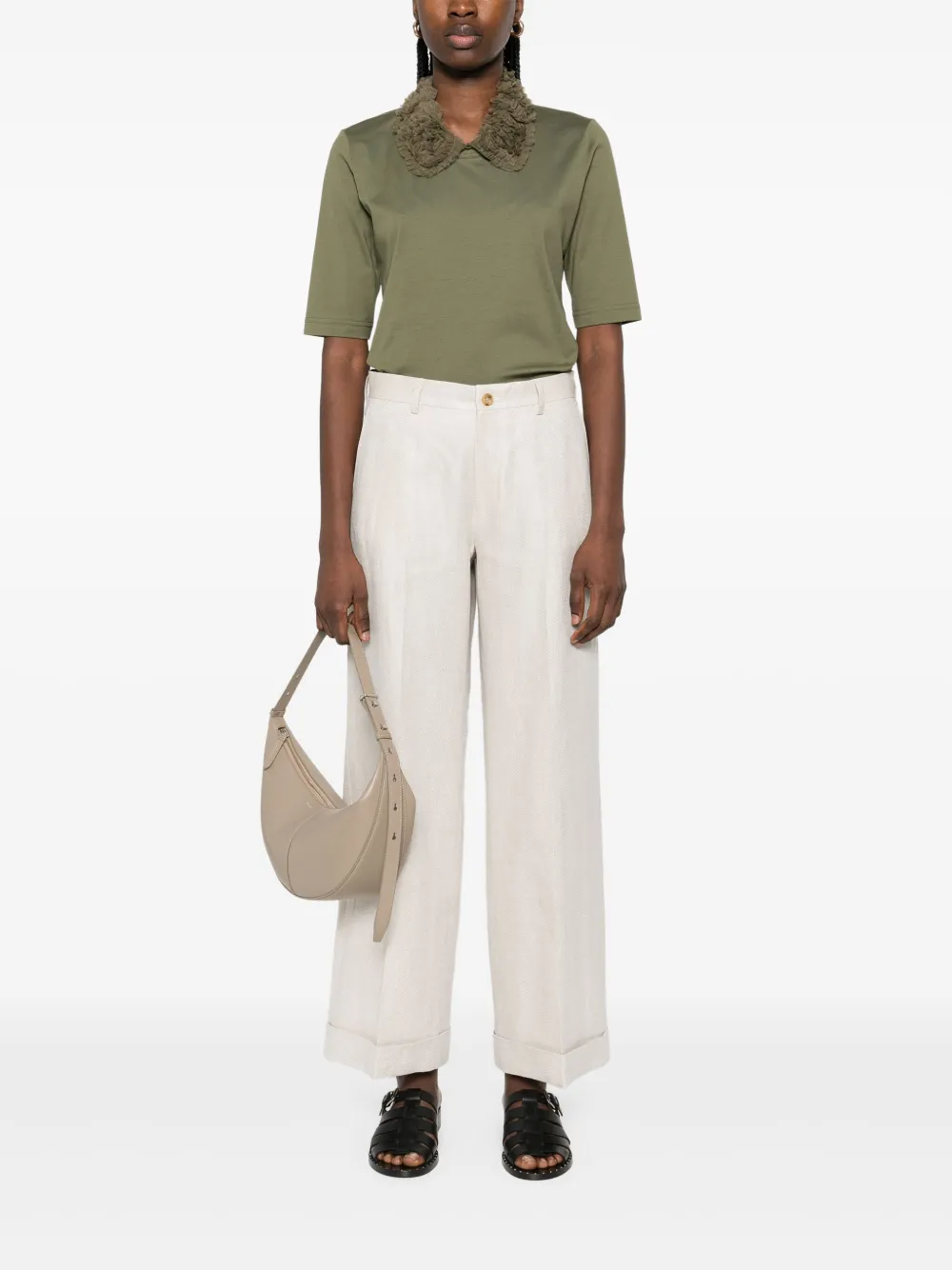 Fabiana Filippi T-shirt met ruchekraag Groen