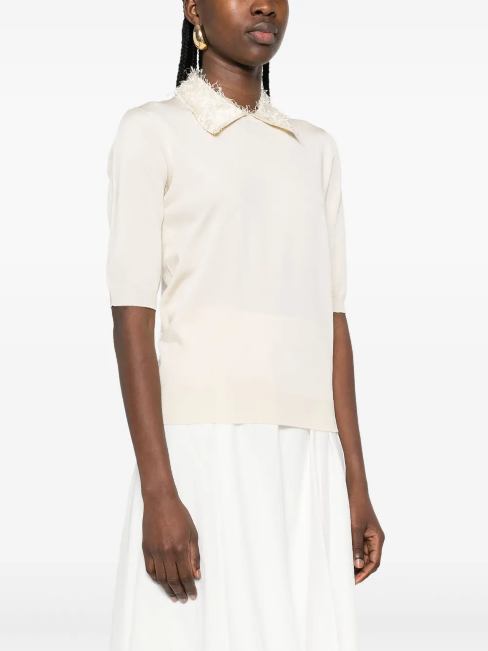 Shop Fabiana Filippi Fine-knit Top In Neutrals