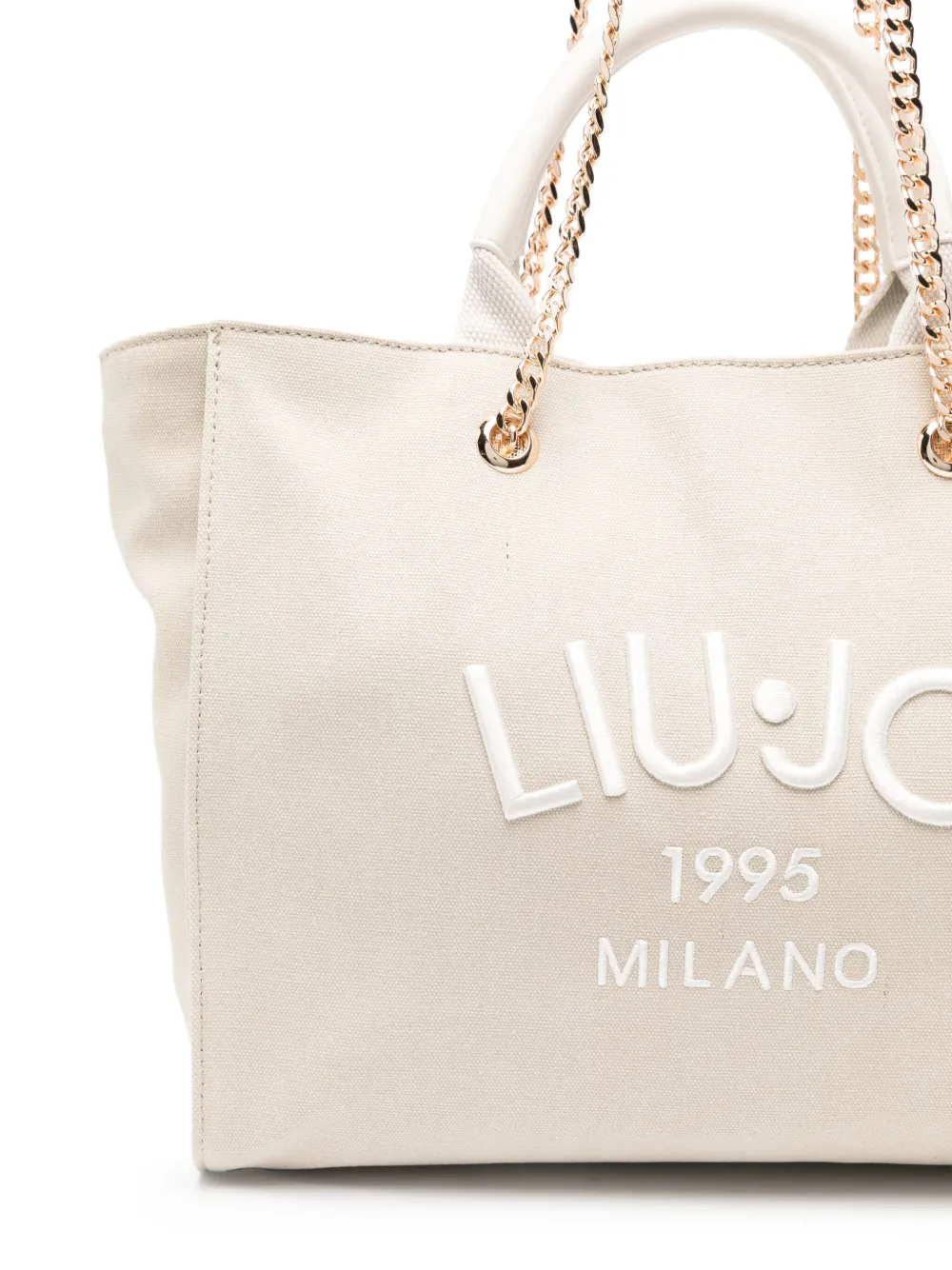LIU JO Shopper met geborduurd logo Beige