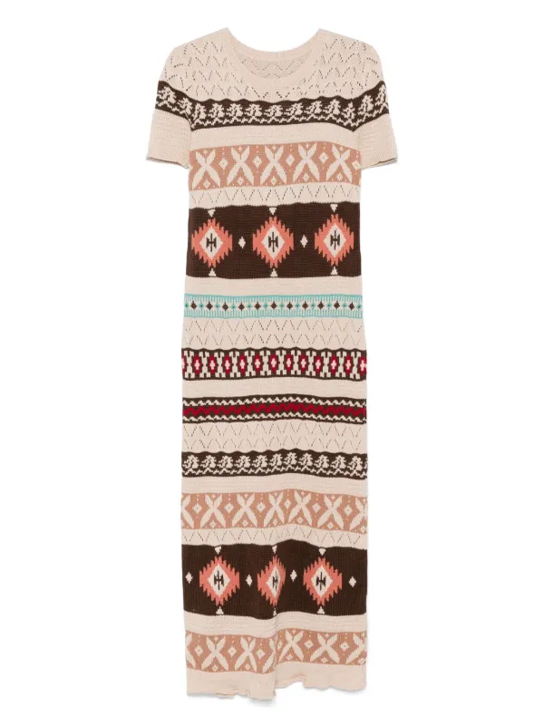 Fortela Crochet Maxi Dress in Neutrals