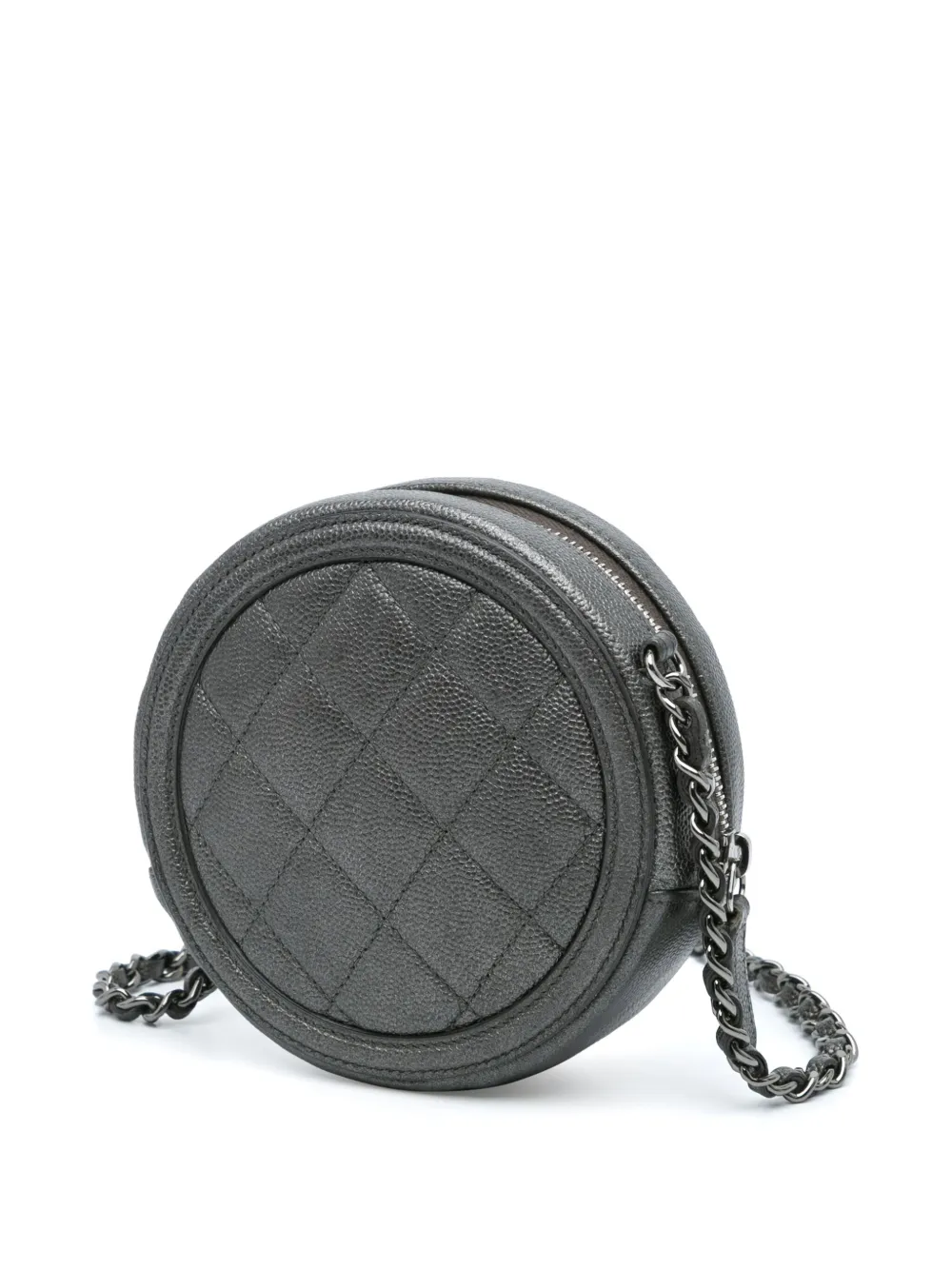 CHANEL Pre-Owned 2018-2019 Metallic Caviar CC Filigree Round Clutch with Chain crossbody bag | Pre-Owned | Image 2