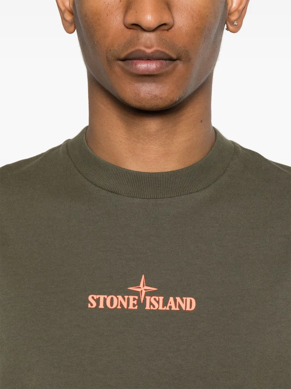 Stone Island T-shirt met logo-reliëf Groen