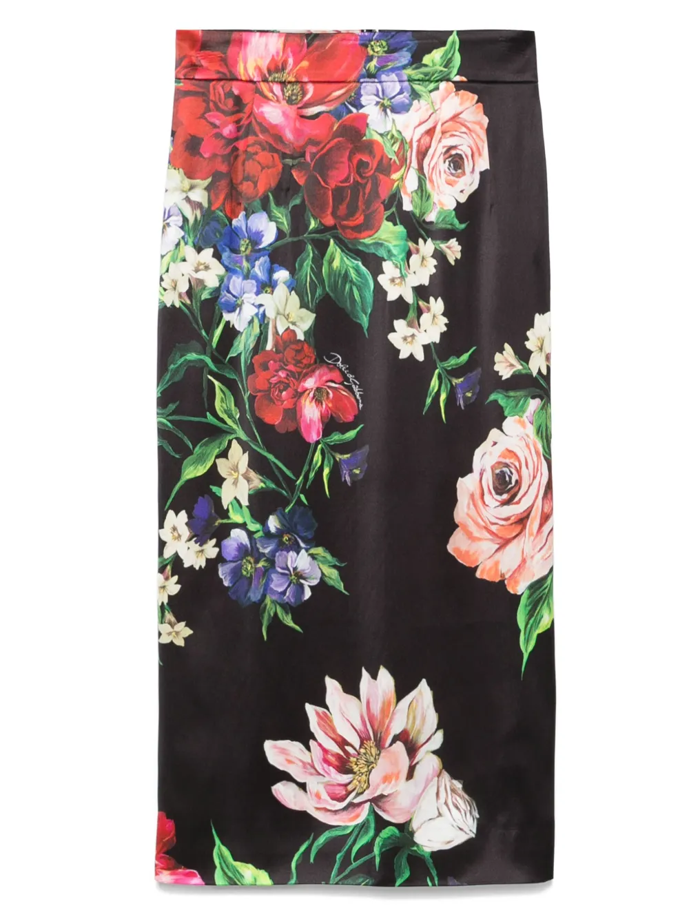 Dolce & Gabbana Midi-jurk met bloemenprint Zwart