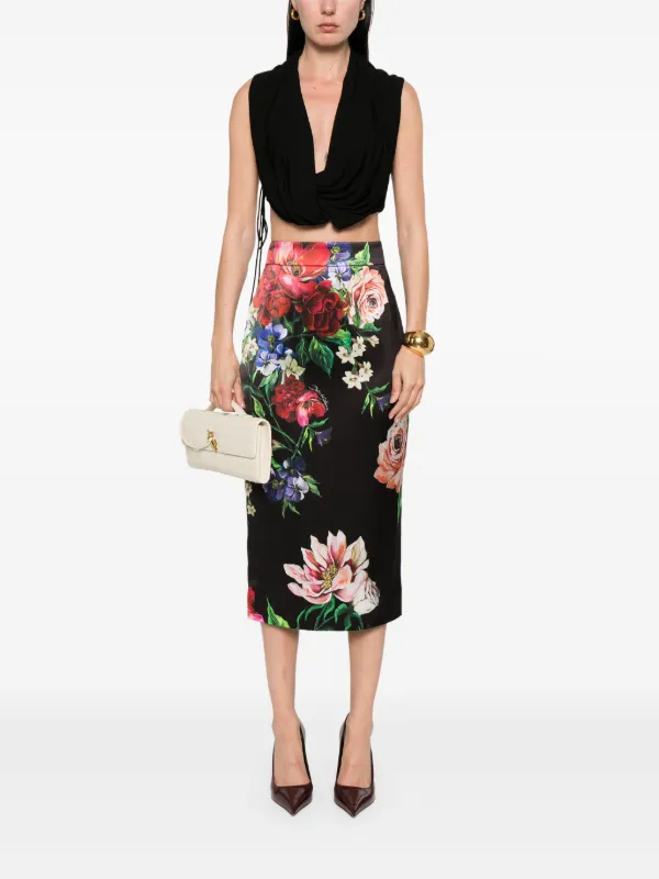 Dolce Gabbana floral-print Midi Skirt Black FARFETCH IN