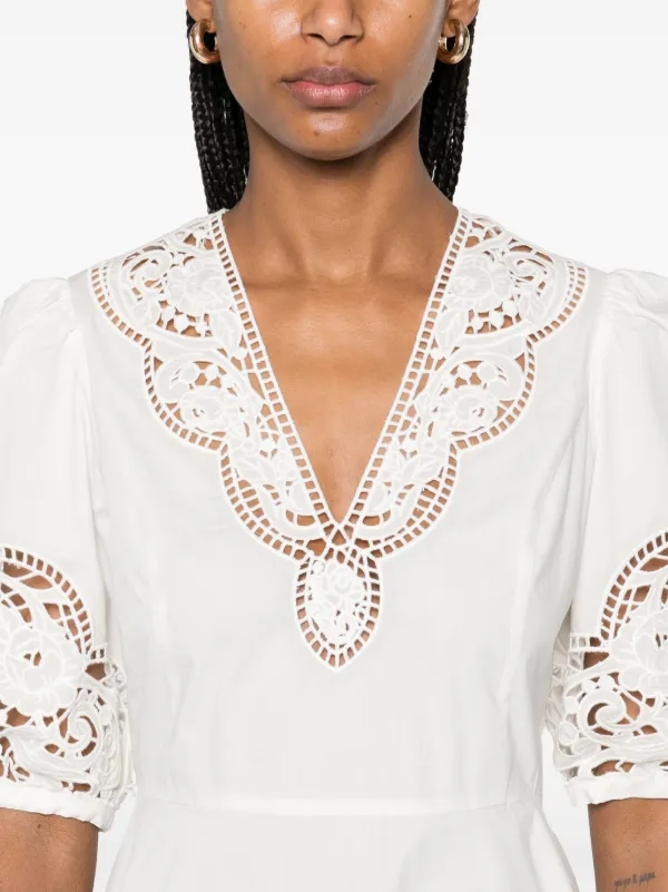 TWINSET broderie-anglaise Poplin Mini Dress | White | FARFETCH ID