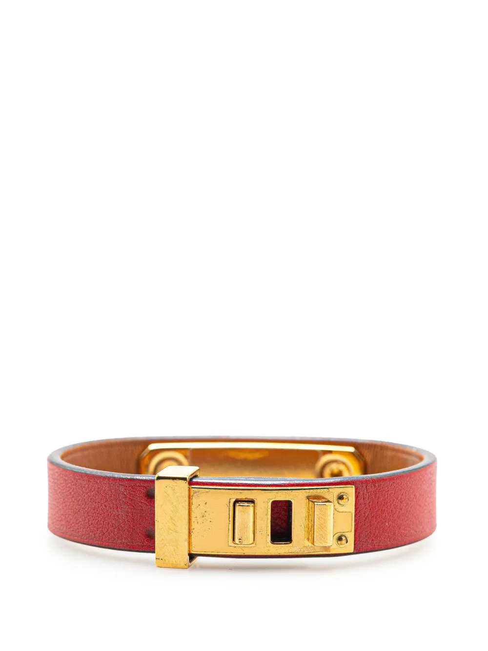 Pre-owned Hermes 2021 Swift As De Coeur T2 Bracelet Costume Bracelet In Red
