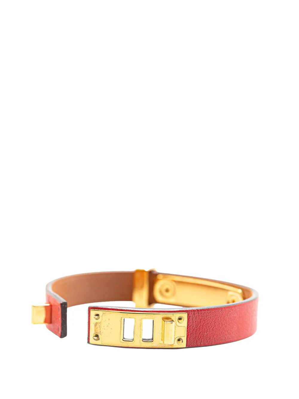 Pre-owned Hermes 2021 Swift As De Coeur T2 Bracelet Costume Bracelet In Red
