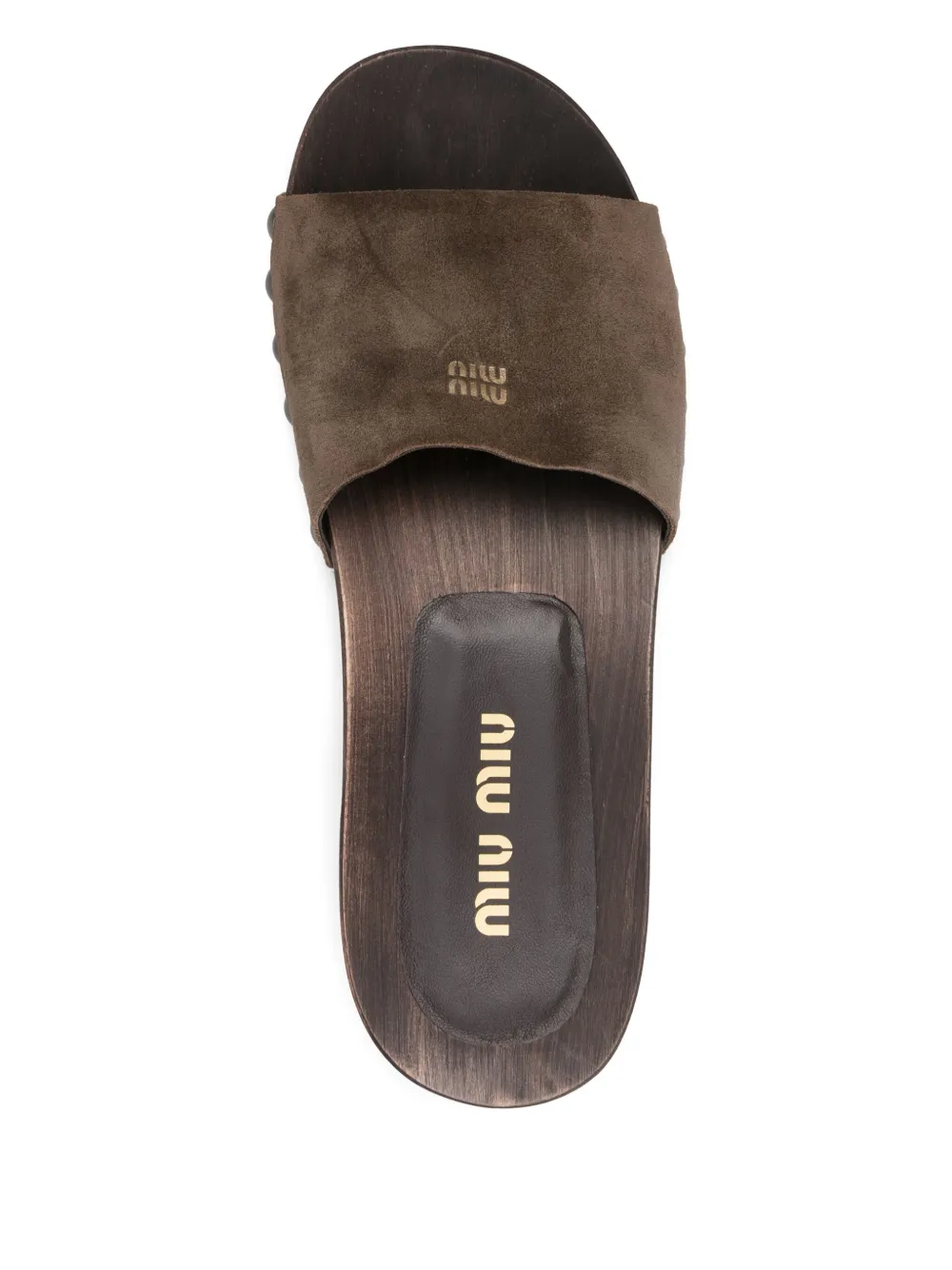 Miu Suède klompen Bruin