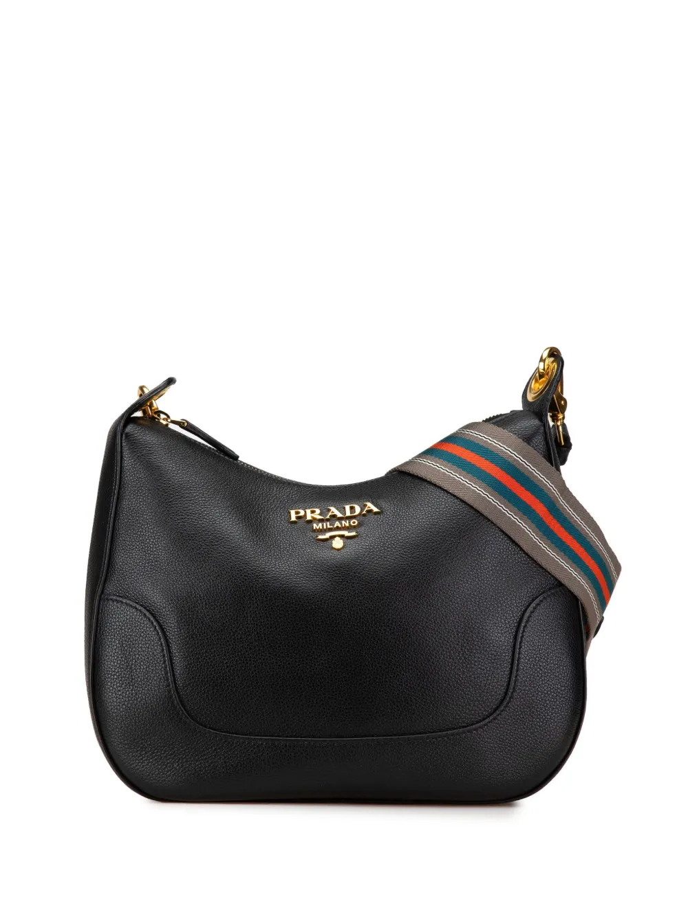 Prada Pre-Owned 2000-2013 Vitello Phenix Striped Strap Umhängetasche | Schwarz | Image 1