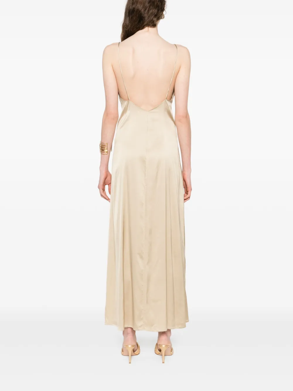 RAME Satijnen maxi-jurk Beige