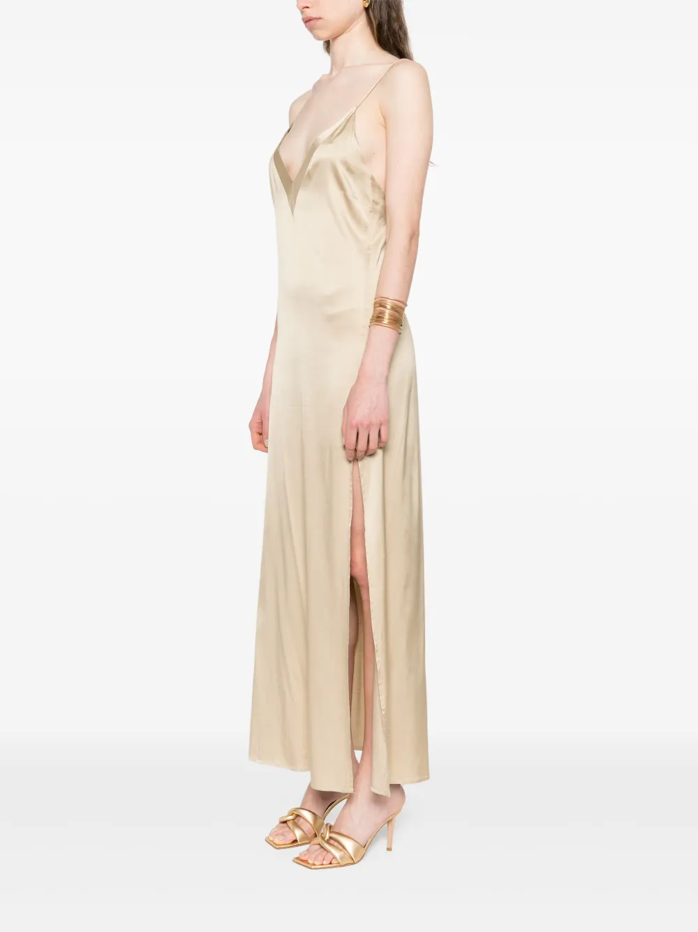 RAME Satijnen maxi-jurk Beige