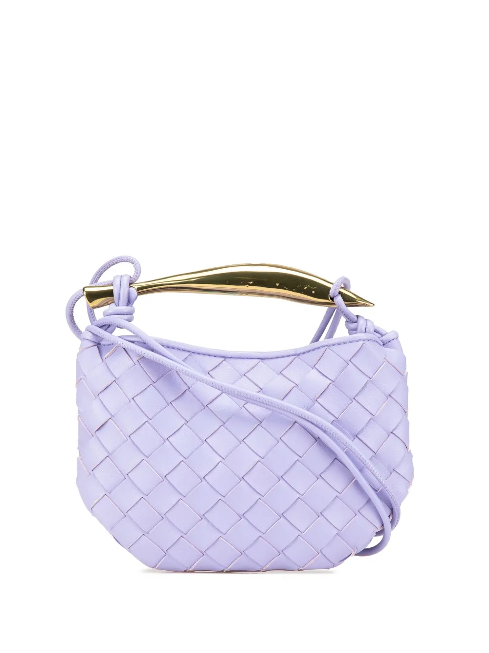 Pre-owned Bottega Veneta 2021-2024 Baby Lambskin Intrecciato Sardine Bag Satchel In Purple