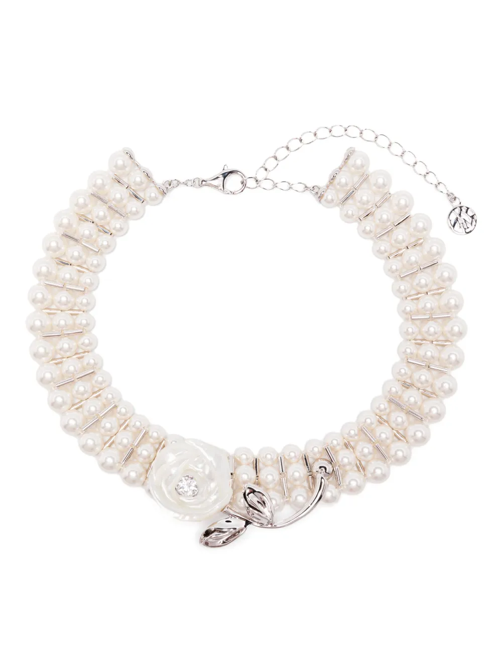 SHUSHU/TONG rose-appliqué choker necklace - シルバートーン SHUSHU/TONG rose-appliqué choker necklace - シルバートーン