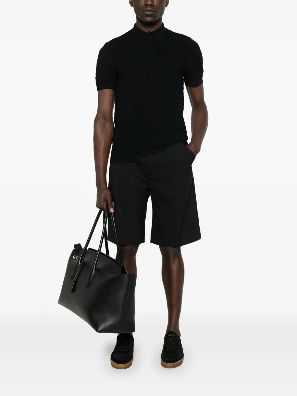 Emporio Armani Poloshirt met jacquard - Zwart