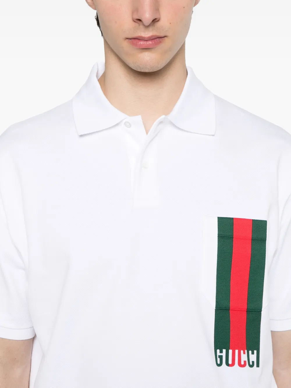 Gucci Poloshirt met Web-detail Wit