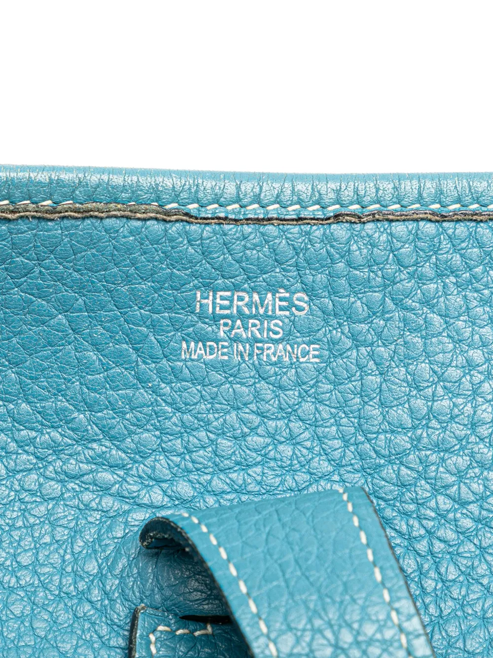Pre-owned Hermes 2005 Clemence Evelyne Ii Gm Crossbody Bag In Blue
