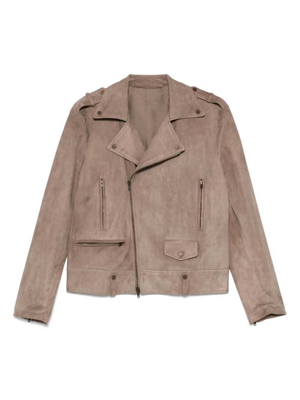 Salvatore Santoro veste de moto en daim | tons neutres | Image 1