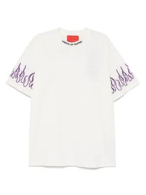 Tシャツ・カットソー VISION OF SUPER BLACK FLAMES LOGO T-SHIRT BLACK T-SHIRT BLACK EMBROIDERED FLAMES | Vision of Super SS24