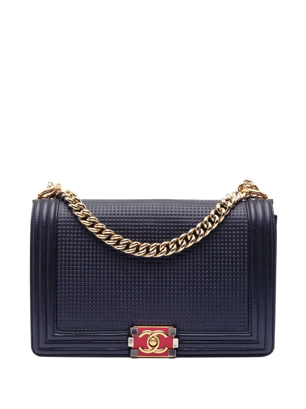 CHANEL Pre-Owned 2013-2014 Large Lambskin Embossed Boy Cube Flap crossbody bag | Blue | Image 1