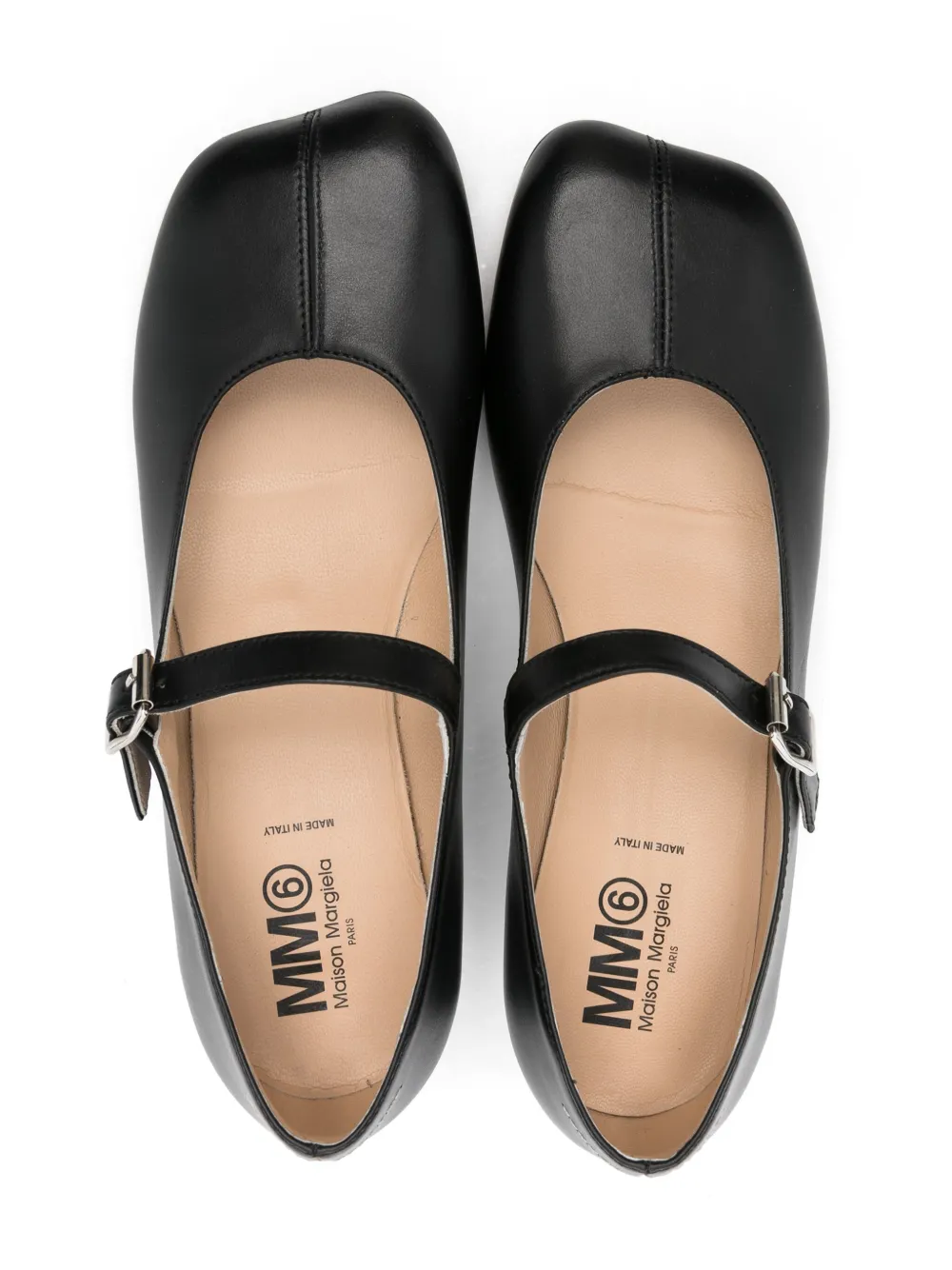MM6 Maison Margiela Kids leather ballet flats Black