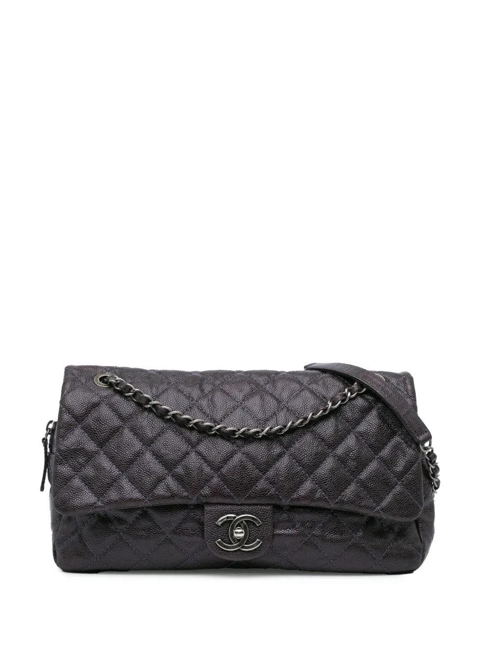 CHANEL Pre-Owned 2012 Large Classic Caviar Easy Zip Flap shoulder bag | Purple | Image 1