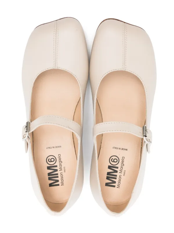MM6 Maison Margiela Kids Leather Ballet Flats | Neutrals | FARFETCH