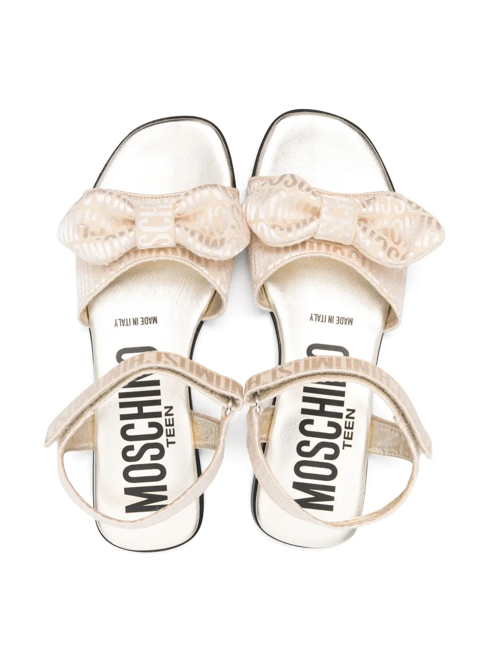 Moschino Kids Sandalen met logo jacquard Beige