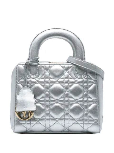 Christian Dior Pre-Owned sac à main Lily Tote en peau d'agneau métallisée à motif Cannage (2016)